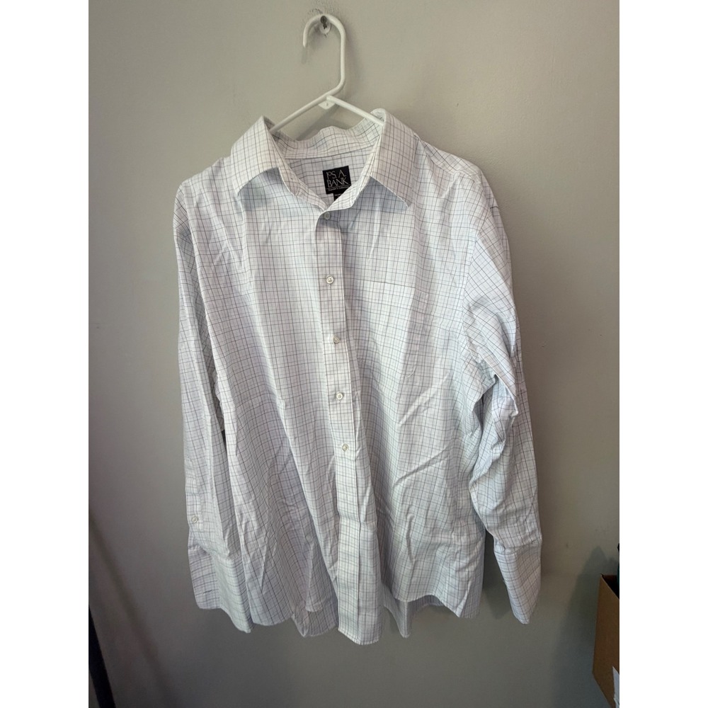 Jos. A. Bank Travelers Collection Tailored Fit Dress Shirt 17-33 White Check